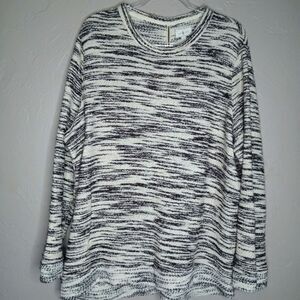 Lou & Grey Black and White Space Dyed Sweater